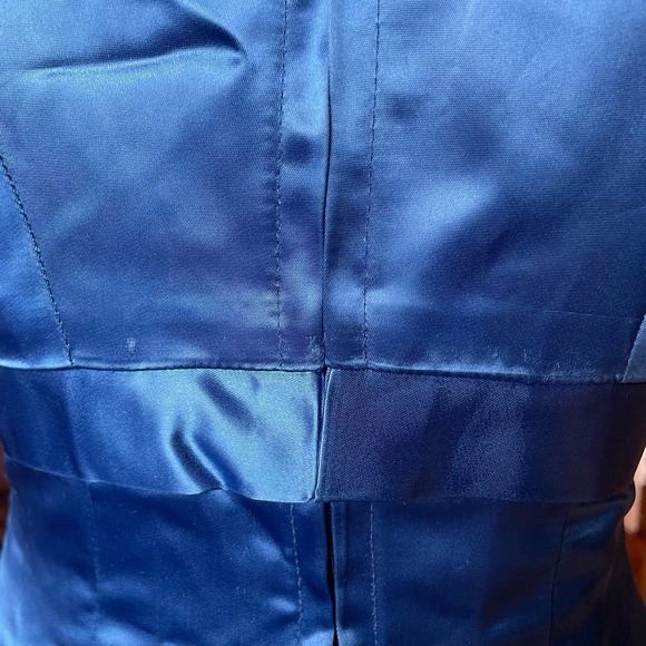 Vtg 1950s 60’s Royal Blue Satin Wiggle Dress Evening Dress Small - Picture 6 of 8